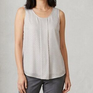 Ann Taylor Silver Metallic Dot Overlay Sleeveless Tank XS Gray